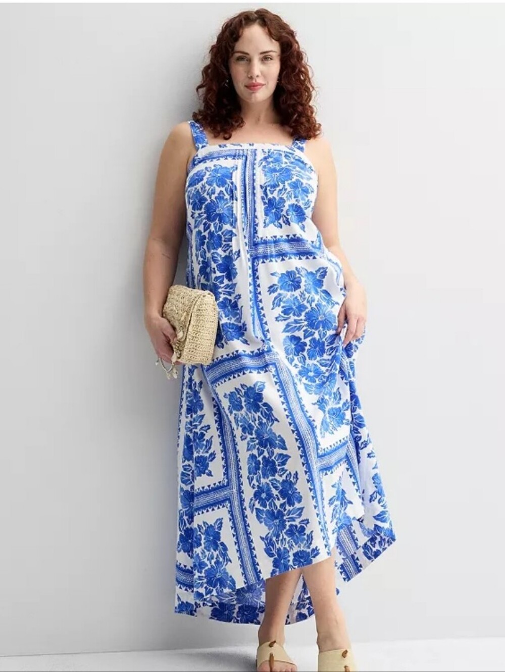 NWT Sonoma Blue White Mediteranean Print Maxi Sun Dress Medium - Picture 4 of 11